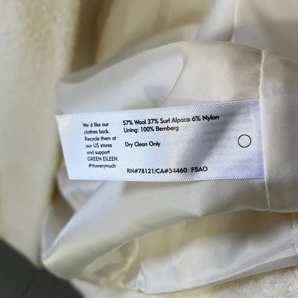 Lux Eileen Fisher Ivory Alpaca Wool Cocoon Coat - Picture 6 of 12